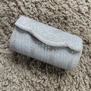 Vintage Beaded White‎ Clutch / Crossbody Bag
